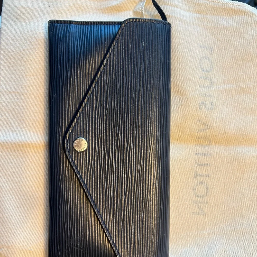 Louis Vuitton Navy Epi Leather Envelope Wallet with Zip Pouch